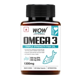 WOW Life Science Omega-3 Fish Oil 1300mg For Men & Women 30 Capsules