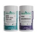 Neuherbs Mini Deep Sea Omega 3 Fish Oil (60 Capsules) & True Magnesium Glycinate Supplement (60 Tablets) | For Heart, Brain, Muscle & Better Sleep Quality | With Vitamin C, E & D3, Combo Pack