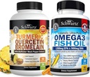 Kurkuma Quercetine met Bromelaine Supplement (1 maand levering) Plus Triple Strength Omega 3 Visolie Softgels (1 maand levering)