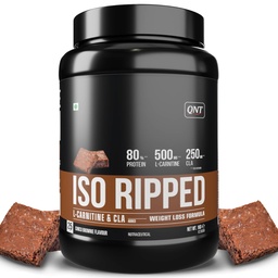 QNT ISO Ripped Whey Protein Isolate Powder | With L-Carnitine & CLA | 32g Pure Whey Isolate per Serving | Supports Lean Muscle Growth & Weight Loss | Choco Brownie Flavor, 1 Kg
