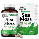 Wild & Organic Sea Moss Capsules - Irish Sea Moss Complex with Bladderwrack & Burdock Root for All Well-Being - 180 Vegan Seamoss Capsules