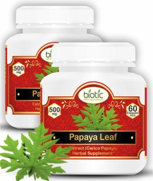 Biotic Natural Papaya Leaf Extract for Platelets - Carica Papaya Capsules Extract 500mg - 120 Veg Capsule (Pack of 2)