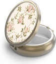 Pill Case Pill Box met Mirror Retro 3 Compartiment Small Pill Case voor Purse of Pocket Bronze Small Roud Pill Box of vitamines, Visolie, Supplementen, Pill Bevat reizen geschenken(Vintage Floral)
