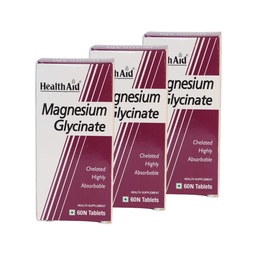 HealthAid Chelated Magnesium Glycinate with Zinc (1682 mg) – Magnesium Supplement for Muscle Recovery, Sleep Support, Cramps Relief & Nerve Health | Promotes Brain Health – 60 Veg Tablets (Pack of 3)