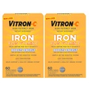 Vitron-C ijzersupplement, eenmaal daags, High Potency Iron Plus Vitamine C, ondersteuning Red Blood Cell Productie, Dye Free Tablets, 60 Telling, 2 Pack