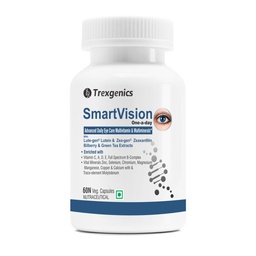 Trexgenics Smartvision Advanced Eye Care Multivitamin with Lutein, Zeaxanthin, Bilberry, Green Tea, Vitamin A, d, e, c, B-Complex and Minerals One-a-Day Formula for Digital Age -60 Veg. Capsules