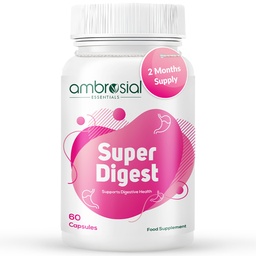 Ambrosial Super Digest with Betaine hcl Pepsin, Ox-Bile, Pancreatin & L-Glutamic Acid | Digestive Enzyme Supplements to Support Optimal Digestion & Gut Health (Pack of 1-60 Capsules)