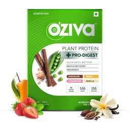 OZiva Plant Protein + Pro Digest | Assorted Pack | 5 Sachets