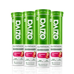 OZiva Bioactive Glutathione Tablets, Strawberry Swirl, 60 Tabs, Pack of 4