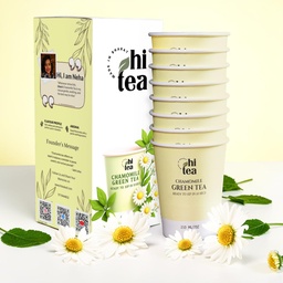 HI TEA Chamomile Green Tea | Just Add Hot Water | Instant Green Tea Cups | 8 Cups/Box