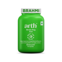 Arth Brahmi Capsules for Memory, Focus, Concentration & Brain Fog Support - 60 Capsules for Men & Women | Bacopa Monnieri Supplement | Enhanced Absorption for Mental Clarity, Alertness & Positive Mood