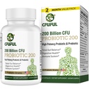 Probiotiques pour les femmes et les hommes, 200 milliards CFU 12 souches avec 3 prébiotiques organiques et probiotiques pour la santé digestive Gut, Immune, Bloating & Gas, énergie, santé globale, plateau stable - 2 mois d'approvisionnement