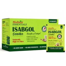 Multani Essentials Isabgol | Psyllium Husk Powder (24 Sachets - 5 gm Each) | For Gut Health And Irritable Bowel Syndrome | Effectively Relieves Constipation | Fibre Supplement For Digestion | Chemical Free | No Added Sugar Or Artificial Flavour