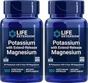 Life Extension 99mg Potassium avec Magnésium à libération prolongée 250mg, 100capsules de légumes (paquet de 2) - Sans gluten – Sans OGM – Supplément végétarien pour les hommes et les femmes - Formule minérale à double action