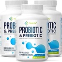 Probiotica voor vrouwen en mannen, 300 miljard CFU Probiotica van 12 Strains + Biologische Prebiotica Blend voor dagelijkse spijsvertering, Immune, Gut, Bloating, Gut Health voor vrouwen en mannen, Plank Stable - 180 Capsules