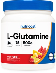 Nutricost L-Glutamine Poeder 500 Gram (Fruit Punch) - (76 Serves per fles)