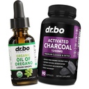 Oregano Olie Biologische Liquid Drops & Charcoal Capsules - Olie van Oregano Drops Tinctuur Extract & Charcoal Pillen voor Maaggas Reinigen Detox Immune Ondersteuning, Digestieve Binder - Biologische