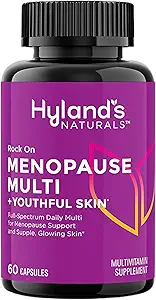 Hyland's Rock On Ménopause et Multivitamine de la peau juvénile pour les femmes avec support immunitaire, 60 Capsules, Ménopause Relief pour les femmes avec biotine, collagène et trèfle rouge