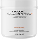 Codeage Liposomal Collageen Peptides Powder + Vitamin C & Quercetine, Phospholipide Complex, Grass-Fed Pasture-Raised Hydrolyzed Collageen Type I & III Supplement All-in-One, Non-GMO, 14,97 oz