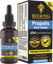 BE en u 15% Pure Propolis Wateroplosbare Extract - Hoge Potentie - Zero Sugar - Zero Calorie - Natuurlijke Immune Support&Sore Throat Relief Antioxidanten, Keto, Paleo, Glutenvrije, 1 Fl Oz