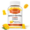 Acetyl-L-Carnitine Gummies, L-Carnitine Supplement voor vrouwen en mannen, Voedingssupplement voor Boost Energie, Immuniteit & Brain Health, Veganistan, Non-GMO, Mango smaak, 60 Tel.