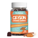 Ceylan sans sucre Gommies de cannelle 2000MG, supplément de cannelle avec le chrome et l'écorce de cannelle, végétalien, non-OGM, sans gluten, 60 gommies