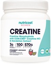 Nutricost Poudre monohydratée de créatine pour femmes, micronisée, citronnade aux fraises, 100 portions - Végétarien, Non-OGM, Sans gluten