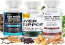Sea Moss, Black Seed Oil,Mushroom & Herb Supplement met Lions Mane, Turkey Tail, Reishi, Cordyceps, Chaga,And Liver Cleanse and Detox & Repair - met Milk Thistle , All In One Supplement (3 pakketten).