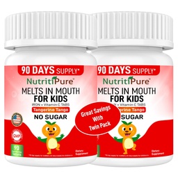 Kauwbare ijzersupplementen voor kinderen (Ferronyl®/Carbonyl Iron 9 mg met vitamine C 30 mg) Tablet in Tangerine Tango Orange Flavor Kids Supplement 90 Telling (2 flessen)