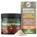 EarthNutri Energy + Focus Powder Supplement - Energy Boost & Helpt Concentratie met PeakO2, AlphaSize, Cognizin, PurCaf, Theacrine, Acetyl L-Carnitine L-Tyrosine 