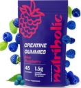 Creatine Monohydraat Gummy's voor mannen en vrouwen - Gemakkelijk te graven, Veganistisch, Glutenvrij, Non-GMO, 1.5g Creatine per Gummy - 45ct (45 Telling, Blauwe Raspberry)