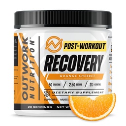 Outwork Nutrition Post Workout Recovery Powder - Createine Monohydraat, KSM-66 Ashwagandha & Tart Cherry - Speeds Recovery, Eases Soreness - Createine Powder for Men & Women, Orange Sherbet, 230 Gr