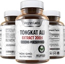 Vegan Labs Tongkat Ali 200:1 Extract, 1200MG Per porties- 180 Vegan Capsules- Ondersteunt energie en uithoudingsvermogen- Glutenvrij, Non-GMO Premium Quality Supplement