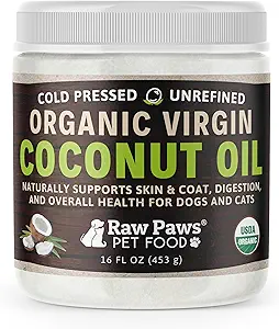 Raw Paws Organic Virgin Coconut Oil for Dogs & Cats, 16-oz - Ondersteunt Immune System, Digestie, Oral Health, Thyroid - Alle natuurlijke Allergie Relief for Dogs - Hairball Relief