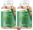 VITEEY Magnesium Gummies voor volwassenen - 255mg Magnesium Citrate Gummy voor Kalmte, Slaap, Zenuw & Spierfunctie Ondersteuning - Veganistisch, Glutenvrij - 180 Tel.