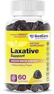 GenCare - Laxative Support Gummies with Natural Senna Extract (60 Gummies) - Gentle Overnight Relief of Occasional Constipation for Adults and Children 6 and Older - Non GMO Vegetable Laxative