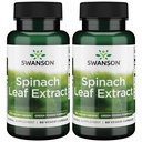Extrait de feuilles d'épinards de Swanson - Supplément à base de plantes favorisant la santé générale - Préparation d'aliments verts avec les thylakoïdes et la chlorophylle bénéfiques - (60 capsules de légumes, 650mg chacune) (2 boîtes)