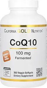 California Gold Nutrition CoQ10 100 mg, Coenzym Q10 Ubichinon USP, Ondersteunt Mitochondriale Functie, 360 Veggie Softgels