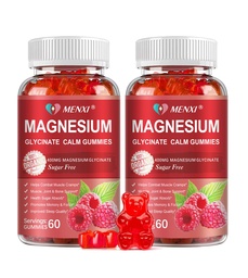Magnesium Gummies 600mg per Serving-Magnesium Glycinate 400mg en Magnesium Malate 200mg, Sugar Free Magnesium Kalium Supplement voor Calm Mood, Muscle, Bone & Energy Support,120 Raspberry Gummies