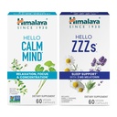 Himalaya Hello Calm Mind met Bacopa voor ontspanning, concentratie en concentratie & Hallo ZZZs met Melatonine voor slaapondersteuning, 60 capsules Elke - bundel