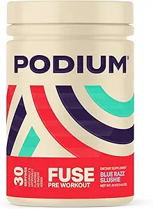 Podium Voeding, Fuse Pre Workout Poeder, Zure Watermeloen, 30 Servers, Beta Alanine en Cafeïne voor energie, Glutenvrij, Sojavrij, Zuivelvrij