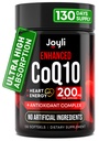 Hoge absorptie CoQ10 200MG - Co Q10, 200mg Softgels for Heart Health & Energy Production - Enhanced Co Q 10 Supplement with Antioxidants and Flaxseed Oil - CoQ10 200 mg Per Serving