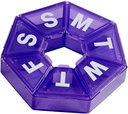 EZY DOSE Organisateur hebdomadaire de pilules, boîte de médicaments et planificateur de vitamines, planificateur de pilules de voyage, entreposage portable, 7-sided, violet, sans BPA
