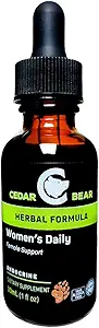 Cedar Bear vrouwen ondersteuning Dagelijks een vloeibare kruidensupplement dat helpt ondersteuning gezonde menstruele cycli, het vrouwelijke voortplantingssysteem, en gezonde Hormonale functie 1 Fl Oz