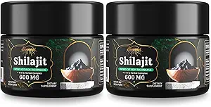 Sennasi 600 MG Shilajit Resin - Shilajit Supplement met Fulvinezuur & 85+ Trace Minerals for Energy, Immunity, Brain Power, 60 Gram