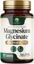 Magnesium Glycinate 500mg - Gecheld voor Ultra Absorptie - Ondersteunt bot, spier, zenuwen & hart gezondheid, natuur's slaapondersteuning, Beste Magnesium Supplement Pillen voor het hele lichaam ondersteuning - 120 tabletten