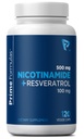 Nicotinamide 500 mg met Resveratrol 100 mg 120 Veggie Capsules - Non-GMO Vitamine B3, ondersteunt Metabole Gezondheid, NAD+, Huidcel en Mitochondriale Energieproductie. Made in USA for Men and Women