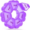 Grote Wekelijkse Pillen Organisator, Pill Box 7 Dag, KAPENS Dagelijkse Vitamine Case Grote Capaciteit Compartiments, Pillen Containers voor Visolie Geneeskunde Supplementen, Paars