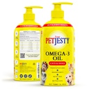 PetJesty Pure Omega 3 Oil for Dogs & Cats 26.39oz - Omega 3 Skin & Coat Support- Liquid Food Supplement for Pets - Vegan pet + DHA for Joint function, Immune & Heart Health, Non Fish Oil Dog and Cat