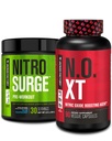Ge Jacked Factory Nitrosurge Pre-workout in Blue Raspberry & N.O. XT Nitric Oxid Booster voor mannen en vrouwen